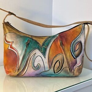 Anuschka Hand painted Leather Shoulder Bag